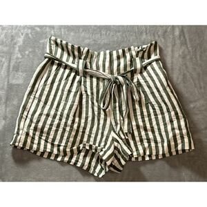 L'Agence Shorts Womens Size 0 Green White Striped Glam Money Casual